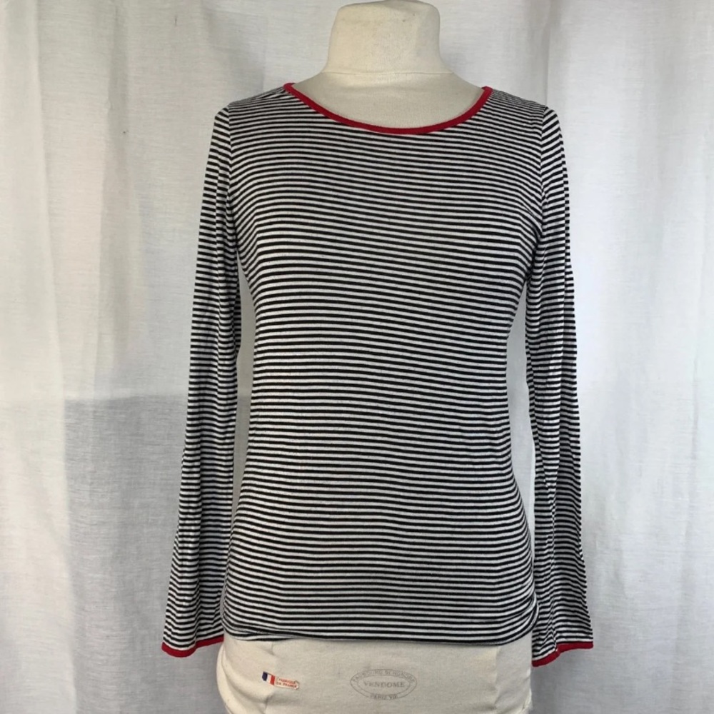 striped Long Sleeve shirt black white